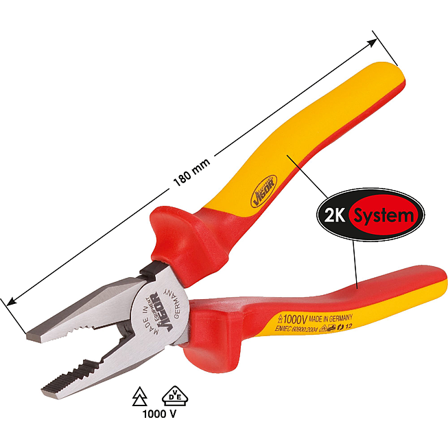 VIGOR Kombinovan&eacute; kle&scaron;tě VDE ∙ V2628 ∙ D&eacute;lka: 180 mm