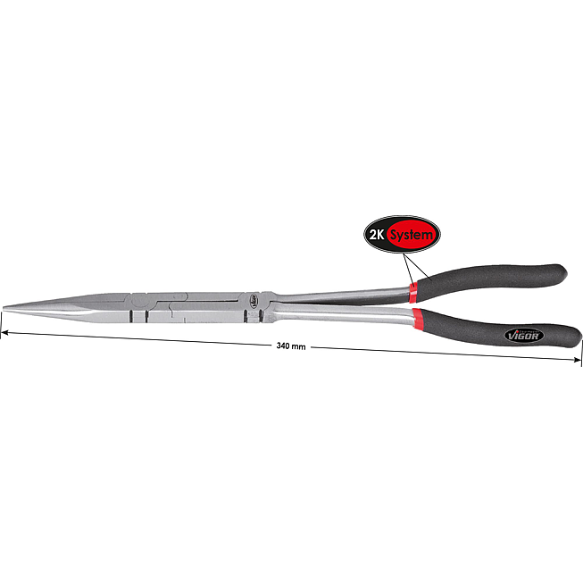 VIGOR Půlkulat&eacute; kle&scaron;tě ∙ s dvojit&yacute;m kloubem ∙ V2783 ∙ D&eacute;lka: 340 mm