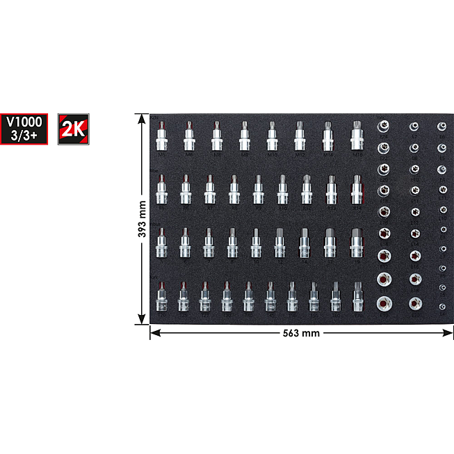 VIGOR Sada n&aacute;strčn&yacute;ch hlavic ∙ V2837 ∙ 1/4 palce (6,3 mm) čtyřhran dut&yacute;, 3/8 palce (10 mm) čtyřhran dut&yacute;, 1/2 palce (12,5 mm) čtyřhran dut&yacute; ∙ Vněj&scaron;&iacute; profil TORX&reg;, Vnitřn&iacute; dr&aacute;žkov&yacute; profil Ribe-CV, Vnitřn&iacute; profil TORX&reg;, Vnitřn&iacute; ozuben&yacute; profil XZN, Prof
