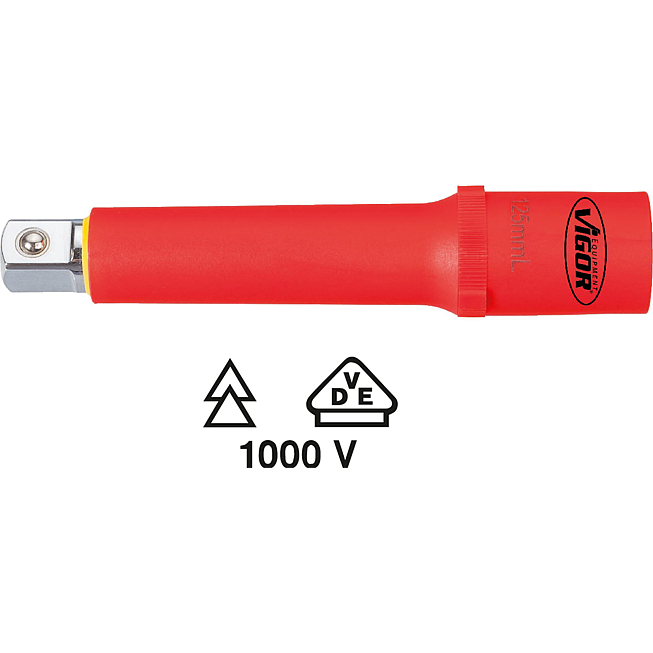 VIGOR Prodloužen&iacute; VDE ∙ V3341 ∙ 1/2 palce (12,5 mm) čtyřhran dut&yacute; ∙ 1/2 palce (12,5 mm) čtyřhran masivn&iacute; ∙ 125 mm