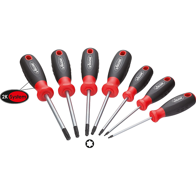 VIGOR Sada &scaron;roubov&aacute;ků ∙ V3366 ∙ Vnitřn&iacute; profil TORX&reg; ∙ 7-d&iacute;ln&yacute; ∙ T10&nbsp;&ndash;&nbsp;T40 ∙ Počet ks n&aacute;řad&iacute;: 7