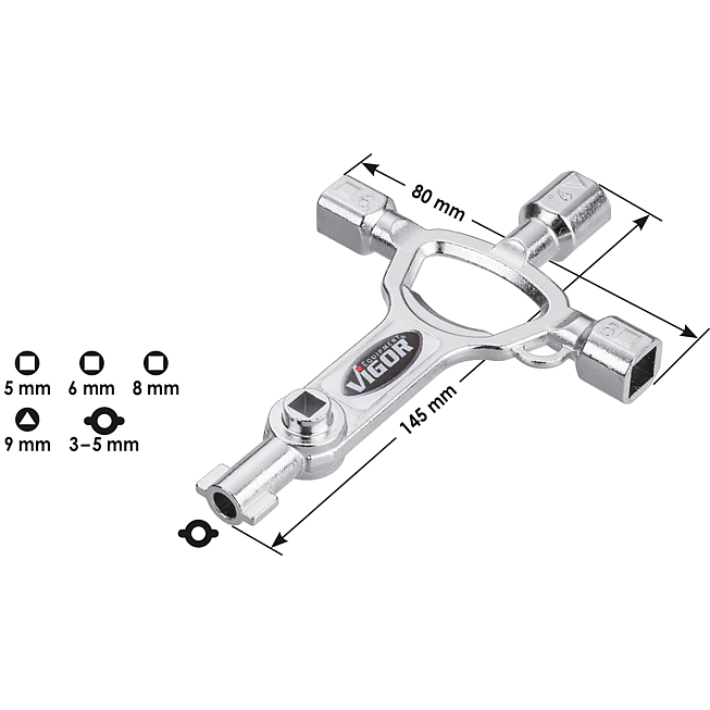 VIGOR Staveni&scaron;tn&iacute; kl&iacute;č ∙ MasterKey ∙ elektro ∙ V4227 ∙ d x &scaron;: 145 mm x 80 mm