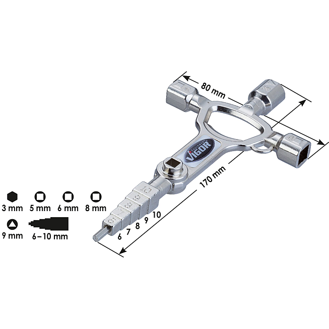 VIGOR Staveni&scaron;tn&iacute; kl&iacute;č ∙ MasterKey ∙ stavba ∙ V4228 ∙ d x &scaron;: 170 mm x 80 mm