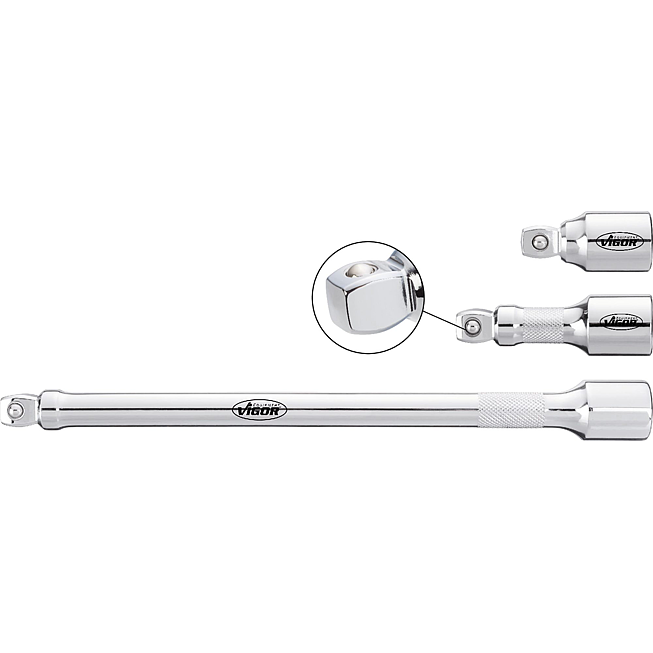 VIGOR Ot&aacute;čiv&eacute; prodloužen&iacute; ∙ V4318 ∙ 1/2 palce (12,5 mm) čtyřhran dut&yacute; ∙ 1/2 palce (12,5 mm) čtyřhran masivn&iacute; ∙ 75 mm