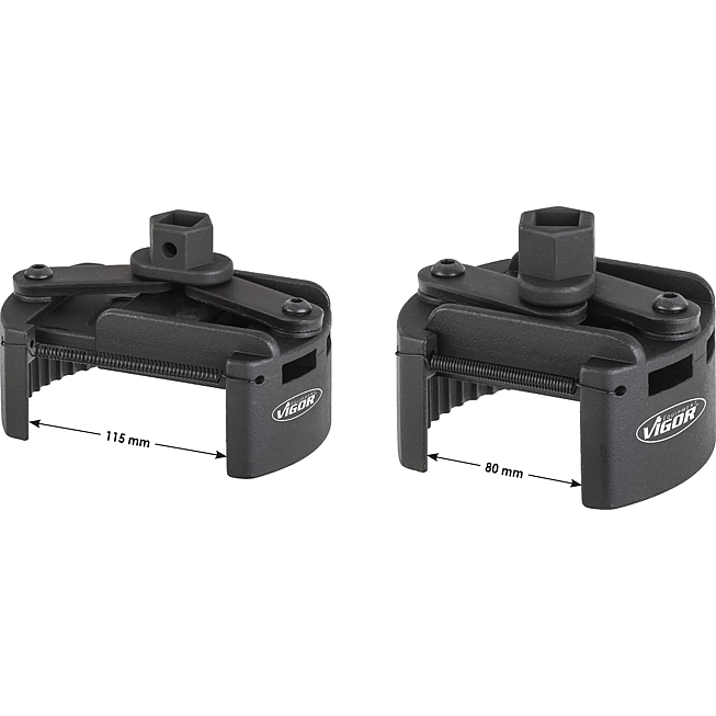 VIGOR Up&iacute;nac&iacute; kl&iacute;č pro olejov&eacute; filtry ∙ 80&thinsp;&ndash;&thinsp;115&nbsp;mm ∙ univerz&aacute;ln&iacute; ∙ V4414 ∙ 22 mm vněj&scaron;&iacute; &scaron;estihran, 1/2 palce (12,5 mm) čtyřhran dut&yacute; ∙ 80 - 115 mm