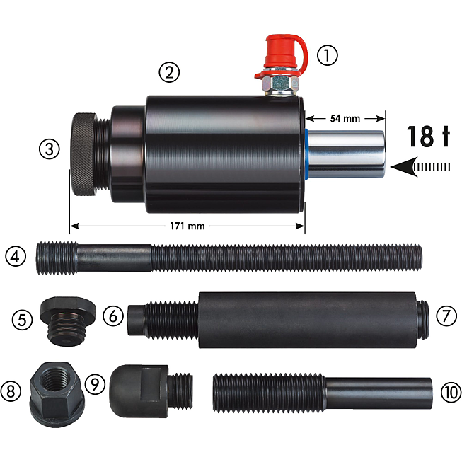 VIGOR Tlačn&yacute; a tažn&yacute; hydraulick&yacute; v&aacute;lec ∙ 18&nbsp;tun ∙ V4551 ∙ 10-d&iacute;ln&yacute; ∙ Počet ks n&aacute;řad&iacute;: 10