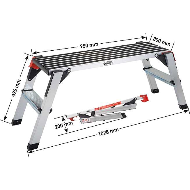 VIGOR Bezpečnostn&iacute; plo&scaron;ina ∙ hlin&iacute;k ∙ V4638 ∙ d x &scaron; x v: 950 mm x 300 mm x 495 mm