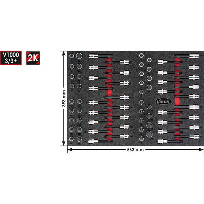 VIGOR Sada n&aacute;strčn&yacute;ch hlavic ∙ V4753 ∙ 1/2 palce (12,5 mm) čtyřhran dut&yacute; ∙ Vnitřn&iacute; profil TORX&reg;, Profil s vnitřn&iacute;m &scaron;estihranem ∙ 70-d&iacute;ln&yacute; ∙ 5&nbsp;&ndash;&nbsp;19 &middot; M5&nbsp;&ndash;&nbsp;M16 &middot; T20&nbsp;&ndash;&nbsp;T70 ∙ Počet ks n&aacute;řad&iacute;: 70
