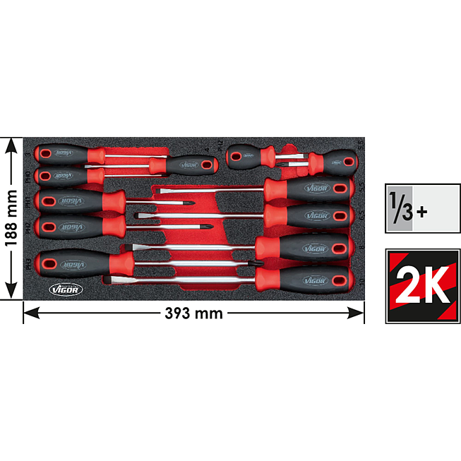 VIGOR Sada &scaron;roubov&aacute;ků ∙ V4989 ∙ Kř&iacute;žov&yacute; profil PH, Ploch&yacute; profil ∙ 12-d&iacute;ln&yacute; ∙ 0,6&nbsp;x&nbsp;3&nbsp;&ndash;&nbsp;1,6&nbsp;x&nbsp;10 &middot; PH1&nbsp;&ndash;&nbsp;PH3 ∙ Počet ks n&aacute;řad&iacute;: 12