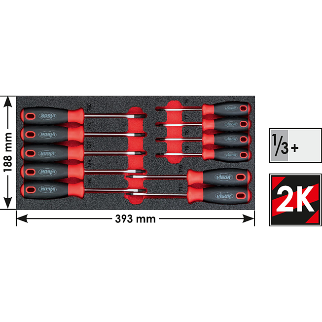 VIGOR Sada &scaron;roubov&aacute;ků ∙ V4991 ∙ Vnitřn&iacute; profil TORX&reg; ∙ 11-d&iacute;ln&yacute; ∙ T6&nbsp;&ndash;&nbsp;T40 ∙ Počet ks n&aacute;řad&iacute;: 11