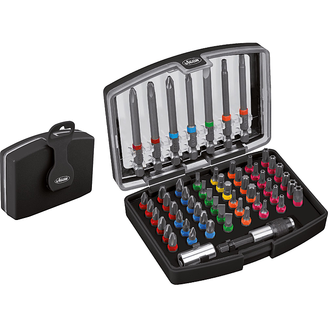 VIGOR Box s&nbsp;bity ∙ V5020 ∙ 1/4 palce (6,3 mm) &scaron;estihran masivn&iacute; ∙ Ploch&yacute; profil, Profil s vnitřn&iacute;m &scaron;estihranem, Kř&iacute;žov&yacute; profil PH, Profil Pozidriv PZ, Vnitřn&iacute; profil TORX&reg;, Profil Tamper Resistant TORX&reg; ∙ 57-d&iacute;ln&yacute; ∙ 0,5&nbsp;x&nbsp;3&nbsp;&ndash;&nbsp;1&nbsp;x&nbsp;6 &middot; 3&nbsp;&ndash;&nbsp;5 &middot; PH1&nbsp;&ndash;&nbsp;PH