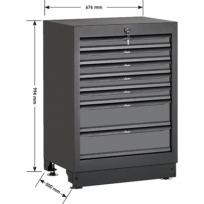 VIGOR Z&aacute;suvkov&aacute; spodn&iacute; skř&iacute;ň ∙ 7 z&aacute;suvek ∙ V6000-01 ∙ d x &scaron; x v: 676 mm x 500 mm x 953 mm
