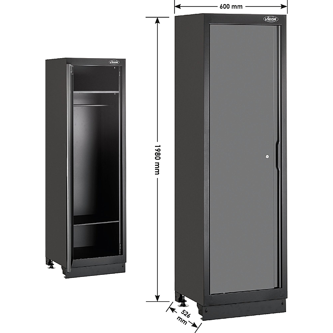 VIGOR Skř&iacute;ň s jednokř&iacute;dl&yacute;mi dveřmi ∙ vysok&aacute; ∙ V6000-03 ∙ d x &scaron; x v: 600 mm x 526 mm x 1980 mm