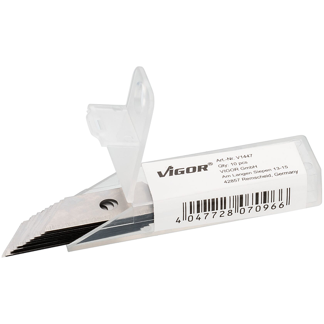 VIGOR Trapézové náhradní břity ∙ V1447 ∙ 10-dílný ∙ Počet ks nářadí: 10