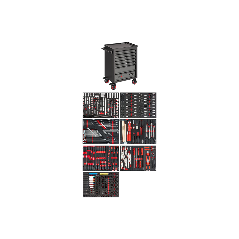 VIGOR Dílenský vozík řady L ∙ s nářadím ∙ V1901/442 ∙ 442-dílný ∙ Počet ks nářadí: 442