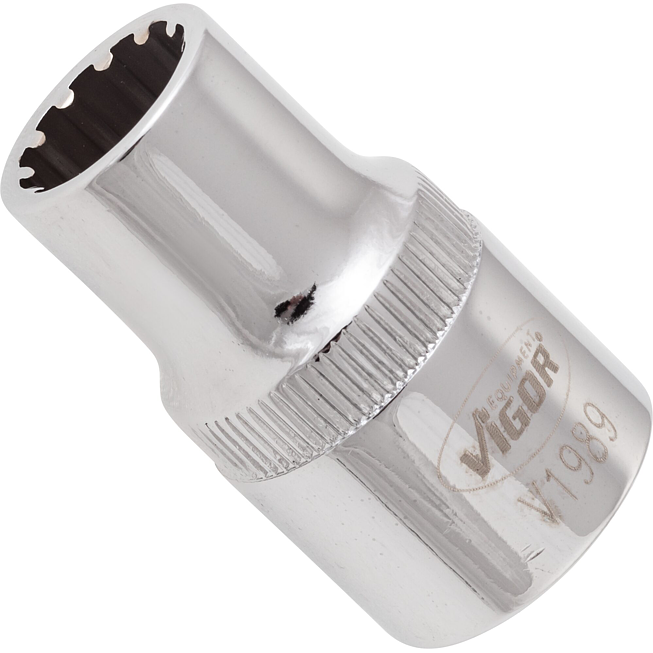 VIGOR Nástrčná hlavice s Multiprofilem ∙ V1989 ∙ 1/2 palce (12,5 mm) čtyřhran dutý ∙ Multiprofil ∙ Velikost 11 mm