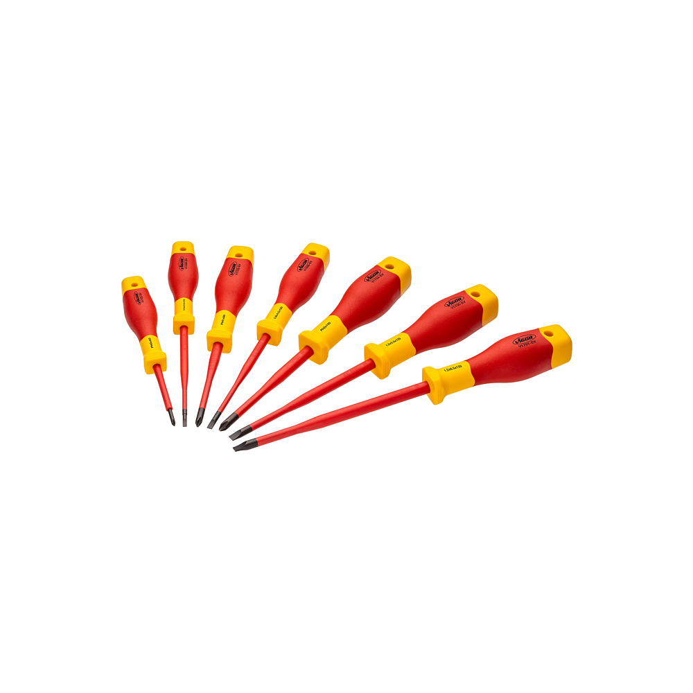 VIGOR Sada &scaron;roubov&aacute;ků ∙ EV ∙ V2027N ∙ Kř&iacute;žov&yacute; profil PH, Ploch&yacute; profil ∙ 7-d&iacute;ln&yacute; ∙ PH0 &ndash; PH2 ∙ 0,5 x 3,0 &ndash; 1,2 x 6,5 ∙ Počet ks n&aacute;řad&iacute;: 7