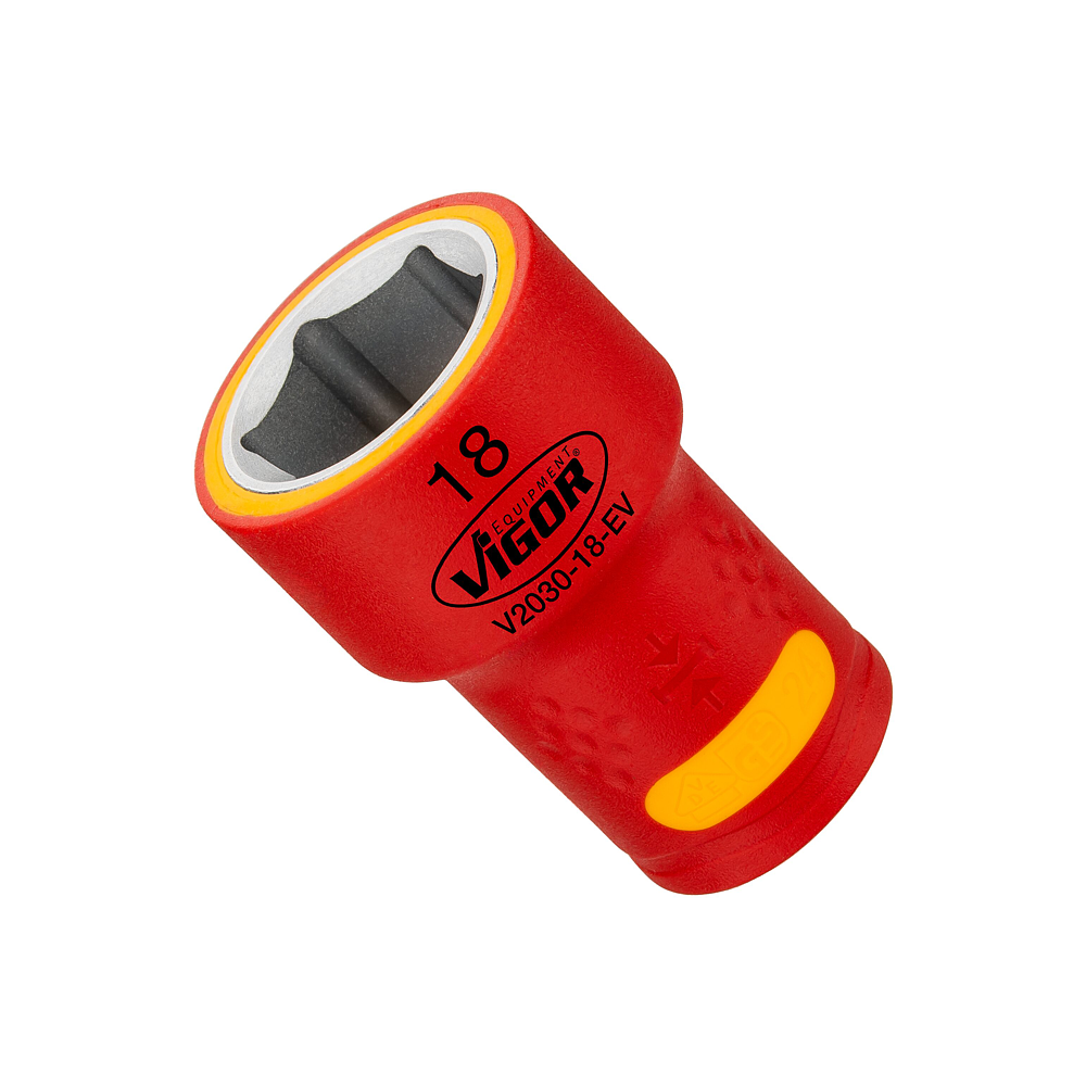 VIGOR N&aacute;strčn&aacute; hlavice ∙ EV ∙ V2030-18-EV ∙ 3/8 palce (10 mm) čtyřhran dut&yacute; ∙ Profil vněj&scaron;&iacute; &scaron;estihran ∙ Velikost 18 mm