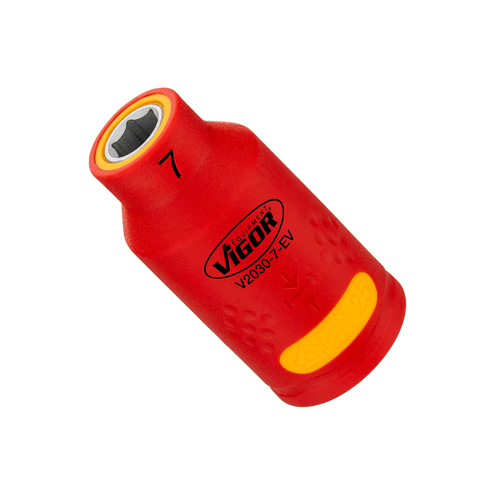 VIGOR N&aacute;strčn&aacute; hlavice ∙ EV ∙ V2030-7-EV ∙ 3/8 palce (10 mm) čtyřhran dut&yacute; ∙ Profil vněj&scaron;&iacute; &scaron;estihran ∙ Velikost 7 mm