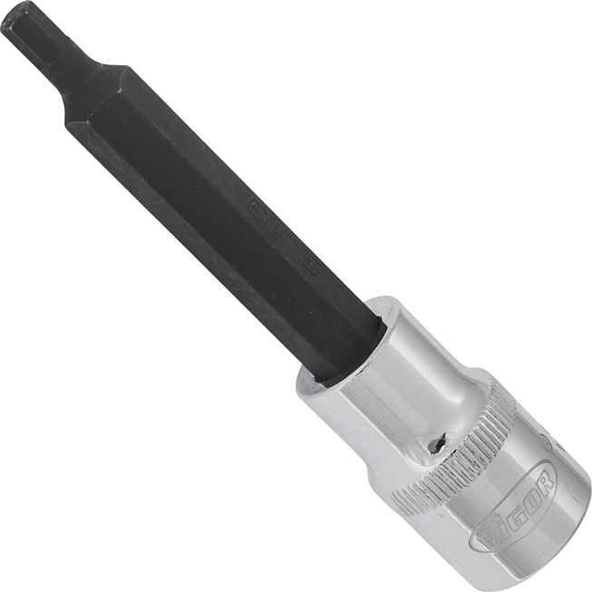 VIGOR Nástrčná hlavice pro šrouby s vnitřním šestihranem ∙ V2072 ∙ 1/2 palce (12,5 mm) čtyřhran dutý ∙ Profil vnitřní šestihran ∙ Velikost 5 mm