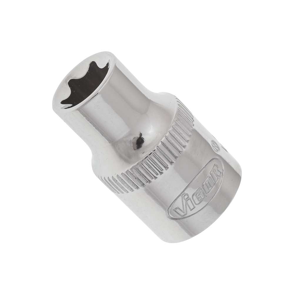 VIGOR T nástrčná hlavice ∙ V2143N ∙ 3/8 palce (10 mm) čtyřhran dutý ∙ Vnější profil TORX® ∙ Velikost E10