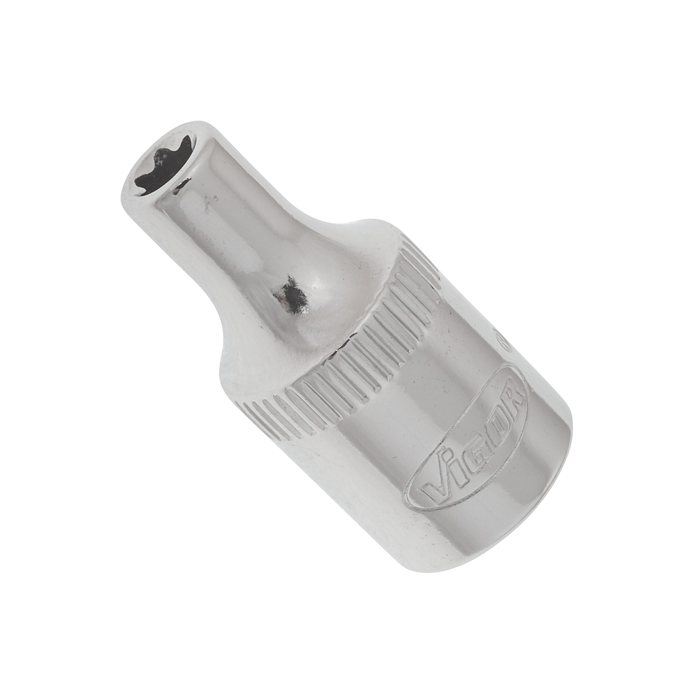 VIGOR T nástrčná hlavice ∙ V2185N ∙ 1/4 palce (6,3 mm) čtyřhran dutý ∙ Vnější profil TORX® ∙ Velikost E4