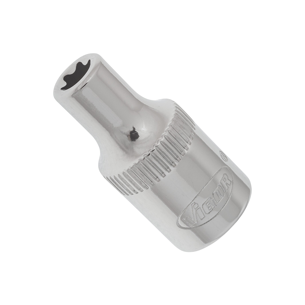 VIGOR T nástrčná hlavice ∙ V2186N ∙ 1/4 palce (6,3 mm) čtyřhran dutý ∙ Vnější profil TORX® ∙ Velikost E5