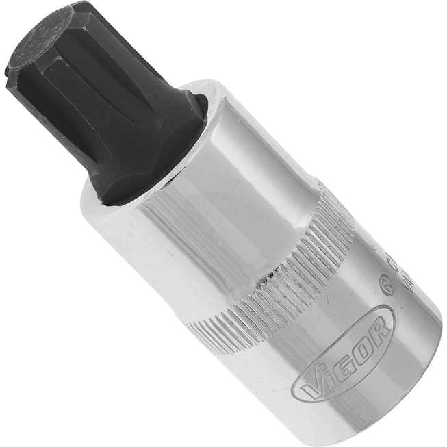 VIGOR Nástrčná hlavice RIBE ∙ V2209 ∙ 1/2 palce (12,5 mm) čtyřhran dutý ∙ Vnitřní drážkový profil Ribe-CV ∙ Velikost M13