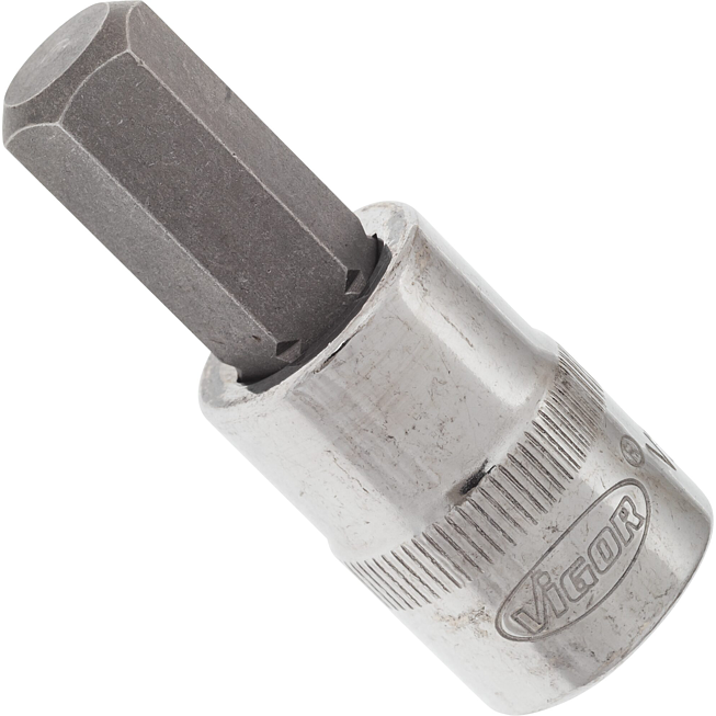 VIGOR Nástrčná hlavice pro šrouby s vnitřním šestihranem ∙ V2279N ∙ 3/8 palce (10 mm) čtyřhran dutý ∙ Profil vnitřní šestihran ∙ Velikost 10 mm