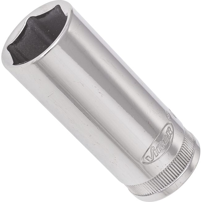 VIGOR Nástrčná hlavice šestihran ∙ dlouhá ∙ V2315N ∙ 3/8 palce (10 mm) čtyřhran dutý ∙ Profil vnější šestihran ∙ Velikost 19 mm