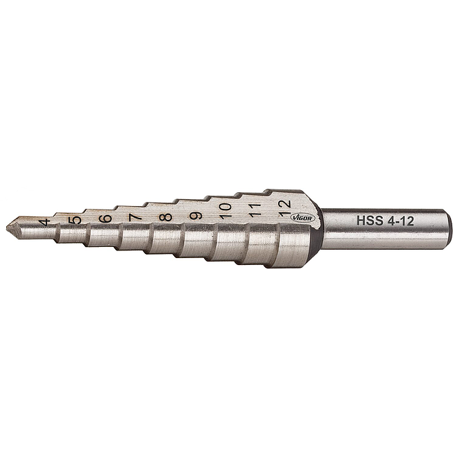 VIGOR Stupňovitý vrták HSS ∙ 4 – 12 mm ∙ V2394 ∙ 4 - 12 mm