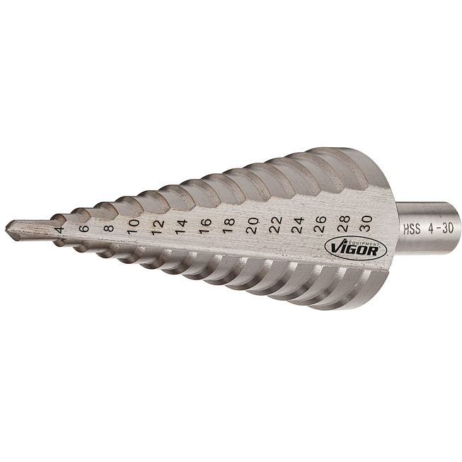 VIGOR Stupňovitý vrták HSS ∙ 4 – 30 mm ∙ V2396 ∙ 4 - 30 mm