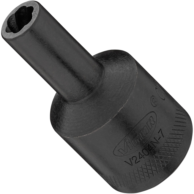 VIGOR Spir&aacute;lov&aacute; povolovac&iacute; n&aacute;strčn&aacute; hlavice ∙ V2404N-7 ∙ 1/2 palce (12,5 mm) čtyřhran dut&yacute; ∙ Profil vytahov&aacute;k vněj&scaron;&iacute;ch &scaron;roubů ∙ Velikost 7 mm
