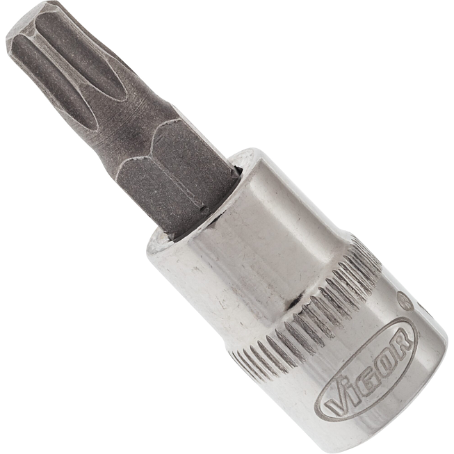 VIGOR T nástrčná hlavice ∙ V2446N ∙ 1/4 palce (6,3 mm) čtyřhran dutý ∙ Vnitřní profil TORX® ∙ Velikost T30