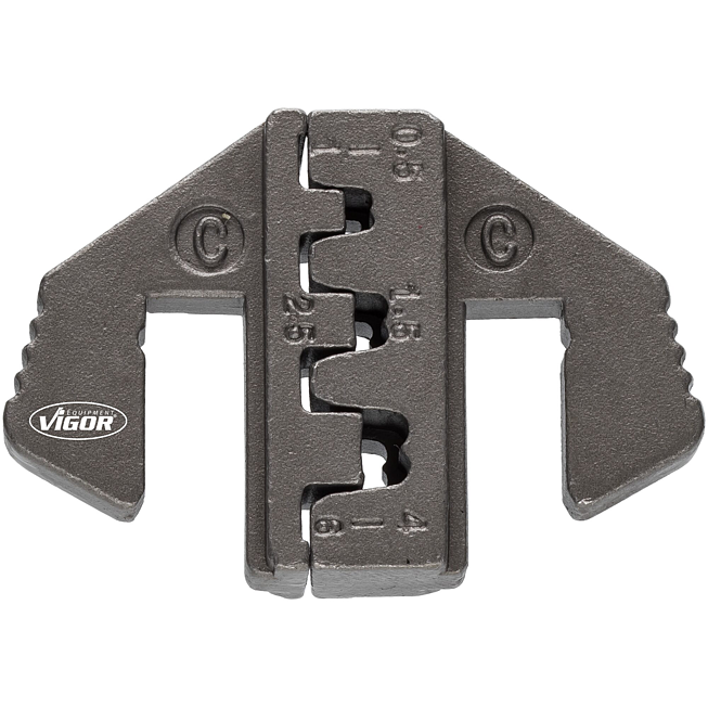 VIGOR Krimpovací vložka C: pro otevřená ∙ neizolovaná kabelová oka 0,5  –  6,0 mm<sup>2</sup> (šířka až 6,3 mm) ∙ V2499-C