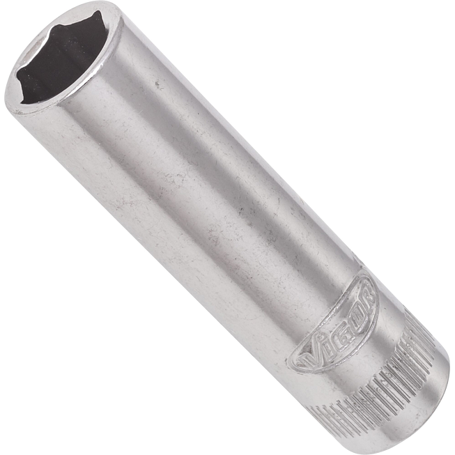 VIGOR N&aacute;strčn&aacute; hlavice &scaron;estihran ∙ dlouh&aacute; ∙ V2538N ∙ 1/4 palce (6,3 mm) čtyřhran dut&yacute; ∙ Profil vněj&scaron;&iacute; &scaron;estihran ∙ Velikost 9 mm