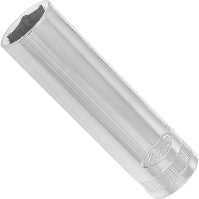 VIGOR Nástrčná hlavice šestihran ∙ dlouhá ∙ V2586N ∙ 1/2 palce (12,5 mm) čtyřhran dutý ∙ Profil vnější šestihran ∙ Velikost 15 mm