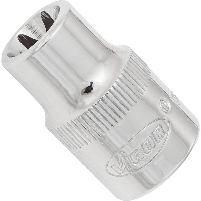 VIGOR T nástrčná hlavice ∙ V2614N ∙ 3/8 palce (10 mm) čtyřhran dutý ∙ Vnější profil TORX® ∙ Velikost E11