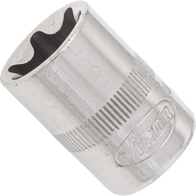 VIGOR T nástrčná hlavice ∙ V2615N ∙ 3/8 palce (10 mm) čtyřhran dutý ∙ Vnější profil TORX® ∙ Velikost E18