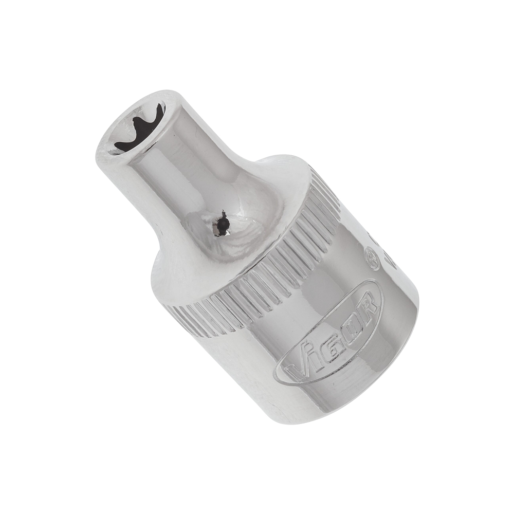 VIGOR T nástrčná hlavice ∙ V2726N ∙ 3/8 palce (10 mm) čtyřhran dutý ∙ Vnější profil TORX® ∙ Velikost E6