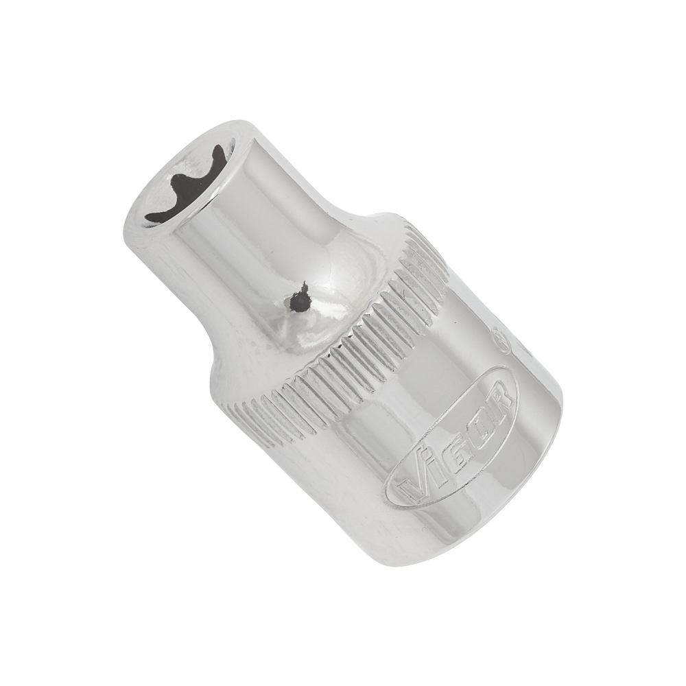 VIGOR T nástrčná hlavice ∙ V2728N ∙ 3/8 palce (10 mm) čtyřhran dutý ∙ Vnější profil TORX® ∙ Velikost E8