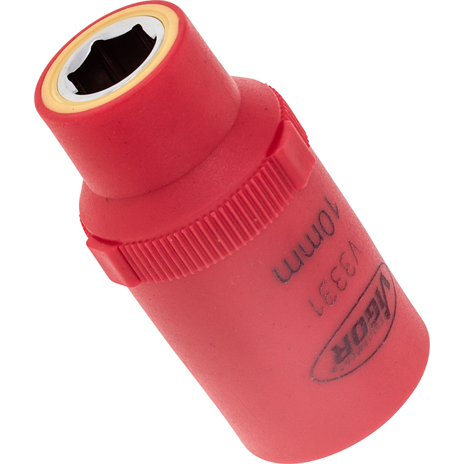 VIGOR Nástrčná hlavice (6hran) VDE ∙ V3331 ∙ 1/2 palce (12,5 mm) čtyřhran dutý ∙ Profil vnější šestihran ∙ Velikost 10 mm