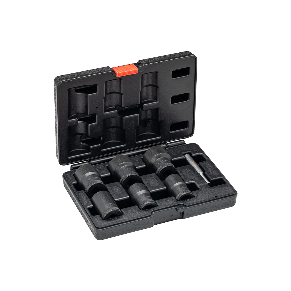 VIGOR Sada spirálových povolovacích nástrčných hlavic ∙ V3741N ∙ 1/2 palce (12,5 mm) čtyřhran dutý ∙ Profil vytahovák vnějších šroubů ∙ 6-dílný ∙ 21 ∙ 22 ∙ 24 ∙ 27 ∙ 30 ∙ 32 mm ∙ Počet ks nářadí: 6