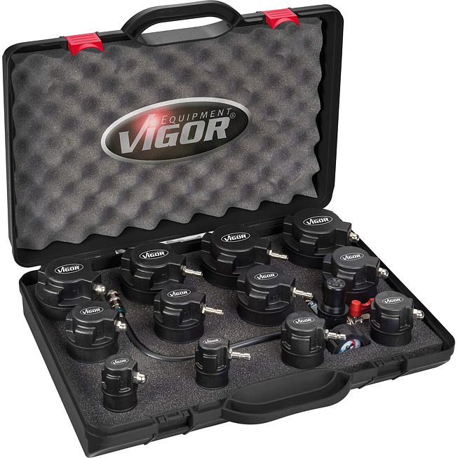 VIGOR Sada pro natlakování turbo-systémů ∙ pro motorová vozidla ∙ V4304 ∙ 13-dílný ∙ Počet ks nářadí: 13