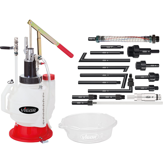 VIGOR Plnička oleje ∙ se sadou adaptérů ∙ V4385N ∙ 21-dílný ∙ Počet ks nářadí: 21