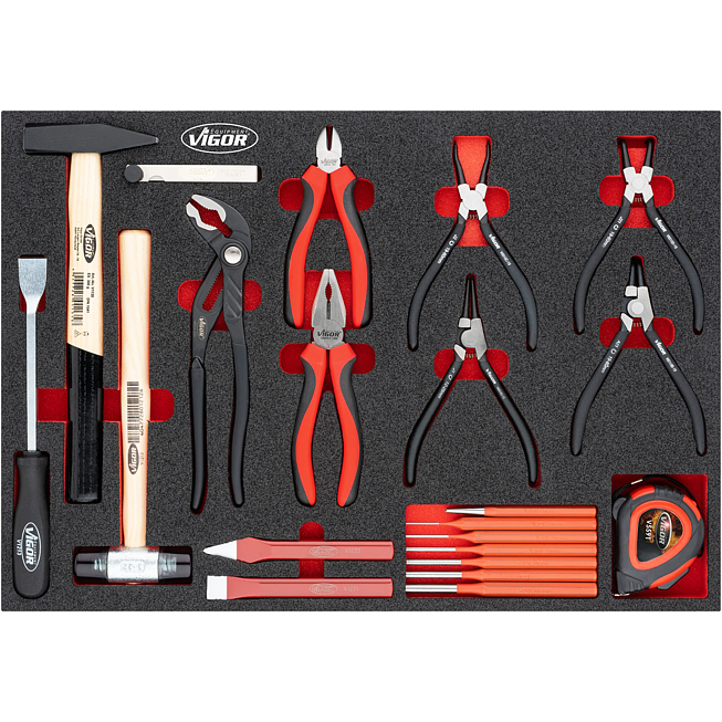 VIGOR Sada kleští ∙ kladiv ∙ sekáčů ∙ V5637N ∙ 21-dílný ∙ Počet ks nářadí: 21