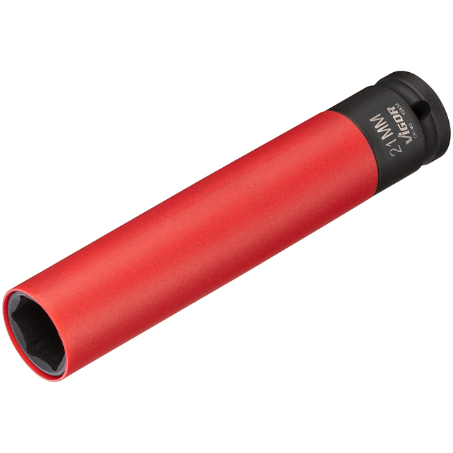 VIGOR Nástrčná hlavice pro rázový utahovák ∙ dlouhá ∙ V5932 ∙ 1/2 palce (12,5 mm) čtyřhran dutý ∙ Profil vnější šestihran ∙ Velikost 21 mm