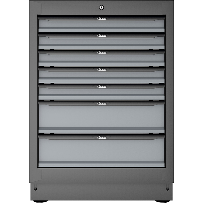 VIGOR Zásuvková spodní skříň ∙ 7 zásuvek ∙ V6000-01 ∙ d x š x v: 676 mm x 500 mm x 953 mm