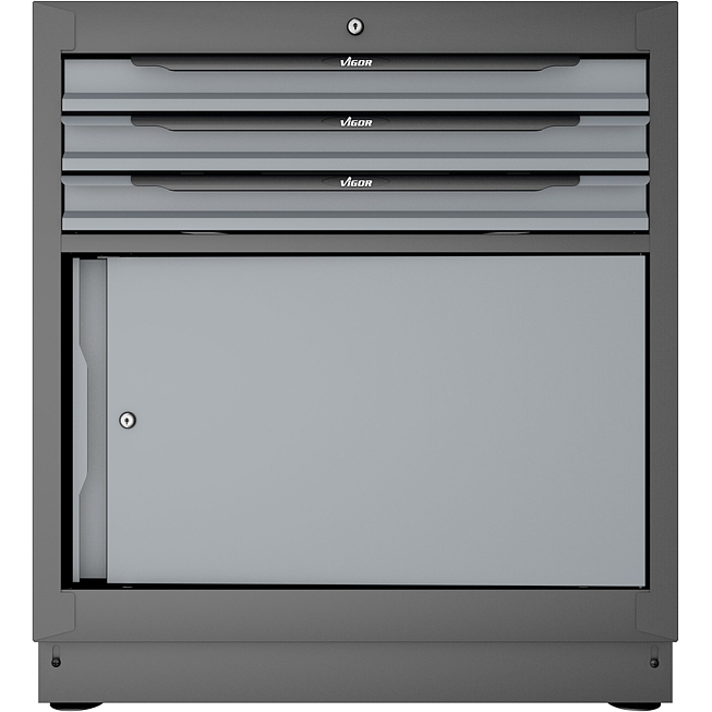 VIGOR Zásuvková spodní skříň ∙ 3 zásuvky ∙ 861 mm ∙ V6000-030XL ∙ d x š x v: 861 mm x 500 mm x 953 mm