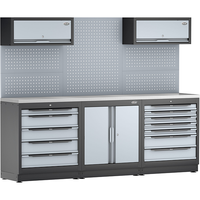 VIGOR Kombinace skříňové stěny ∙ kompletní balíček ∙ nerezová ocel ∙ V6000-3P2XL-X ∙ d x š x v: 2588 mm x 526 mm x 1980 mm